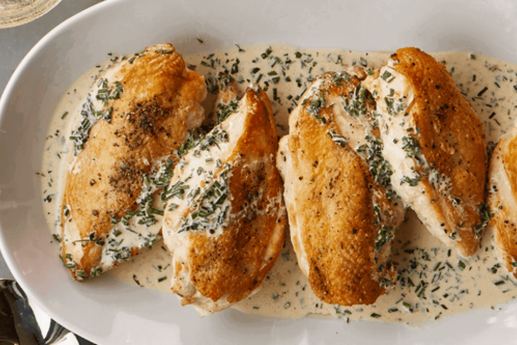 Pan-Roasted Chicken with Wine Herb Sauce