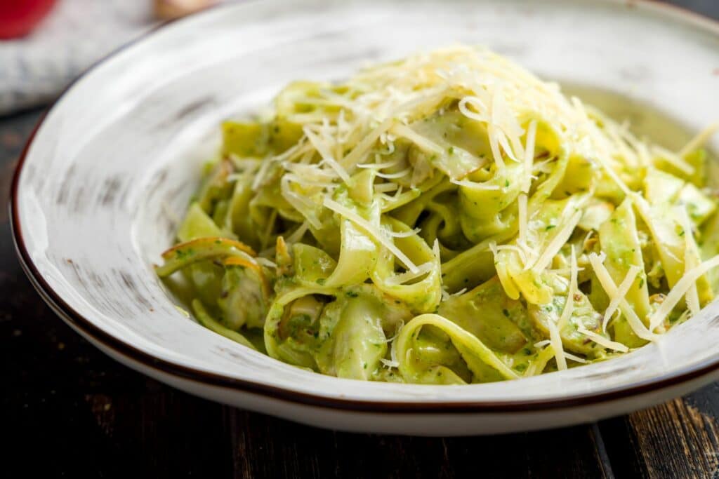 Pappardelle with Zucchini & Mint Pesto