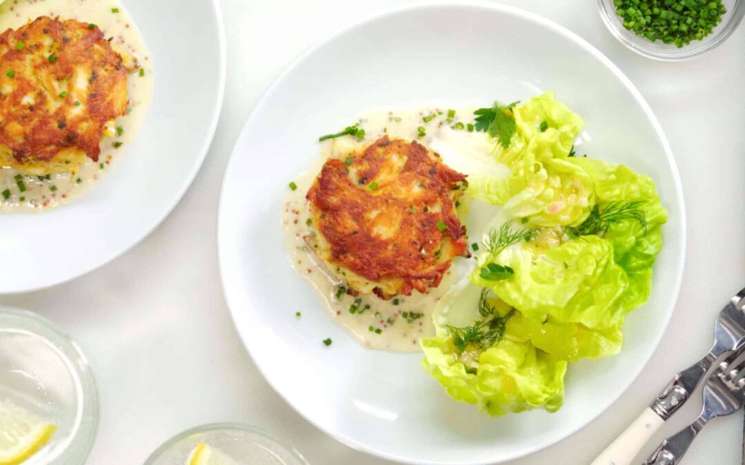 Crab Cakes With A Creamy Mustard-Chive Sauce