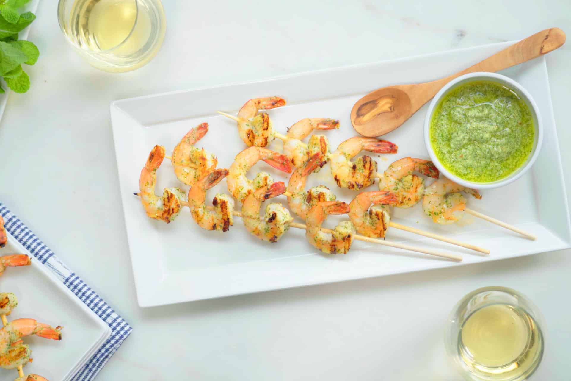 Easy Grilled Shrimp with Fresh Mint Pesto Recipe
