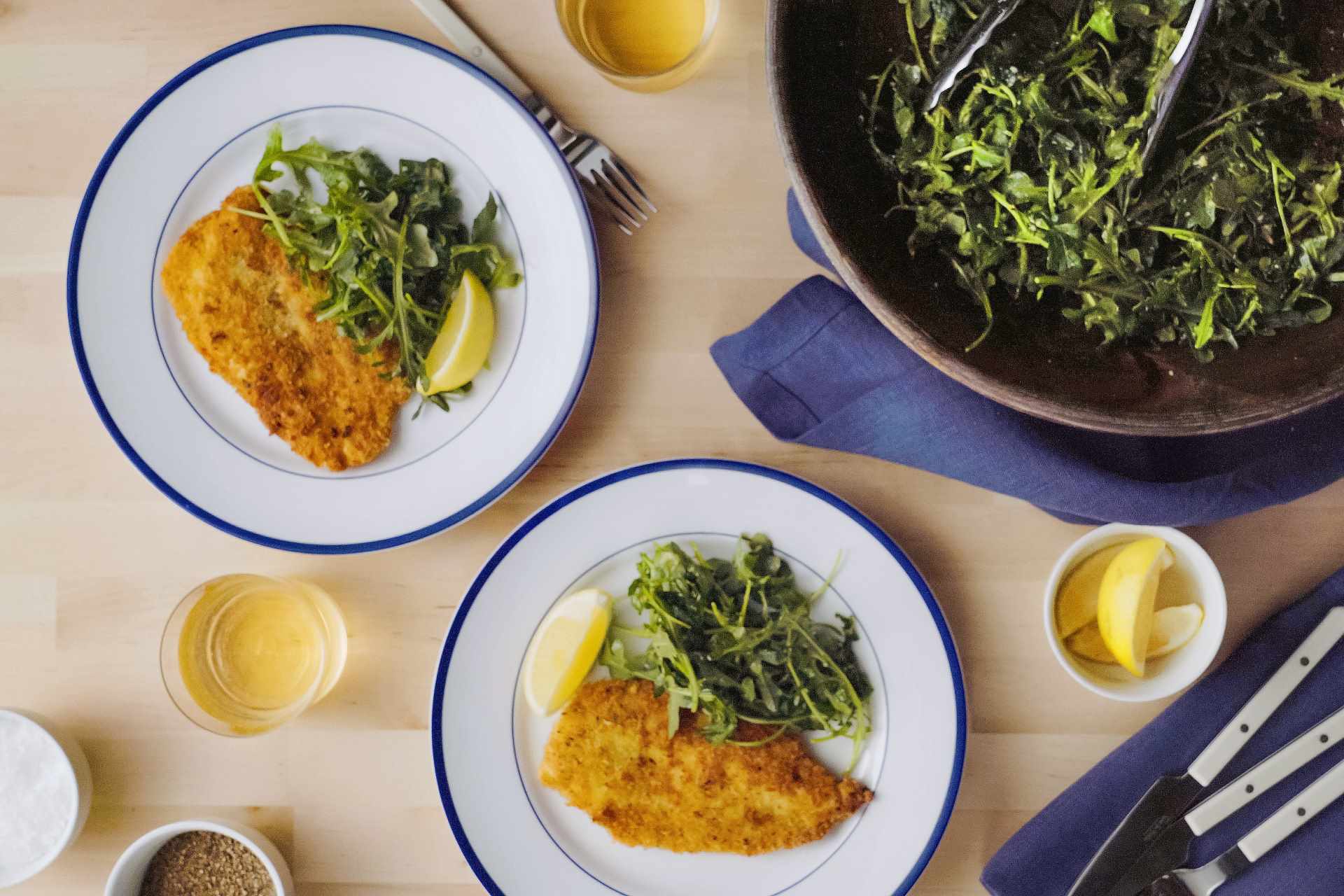 Classic Chicken Milanese with A Simple Arugula Salad