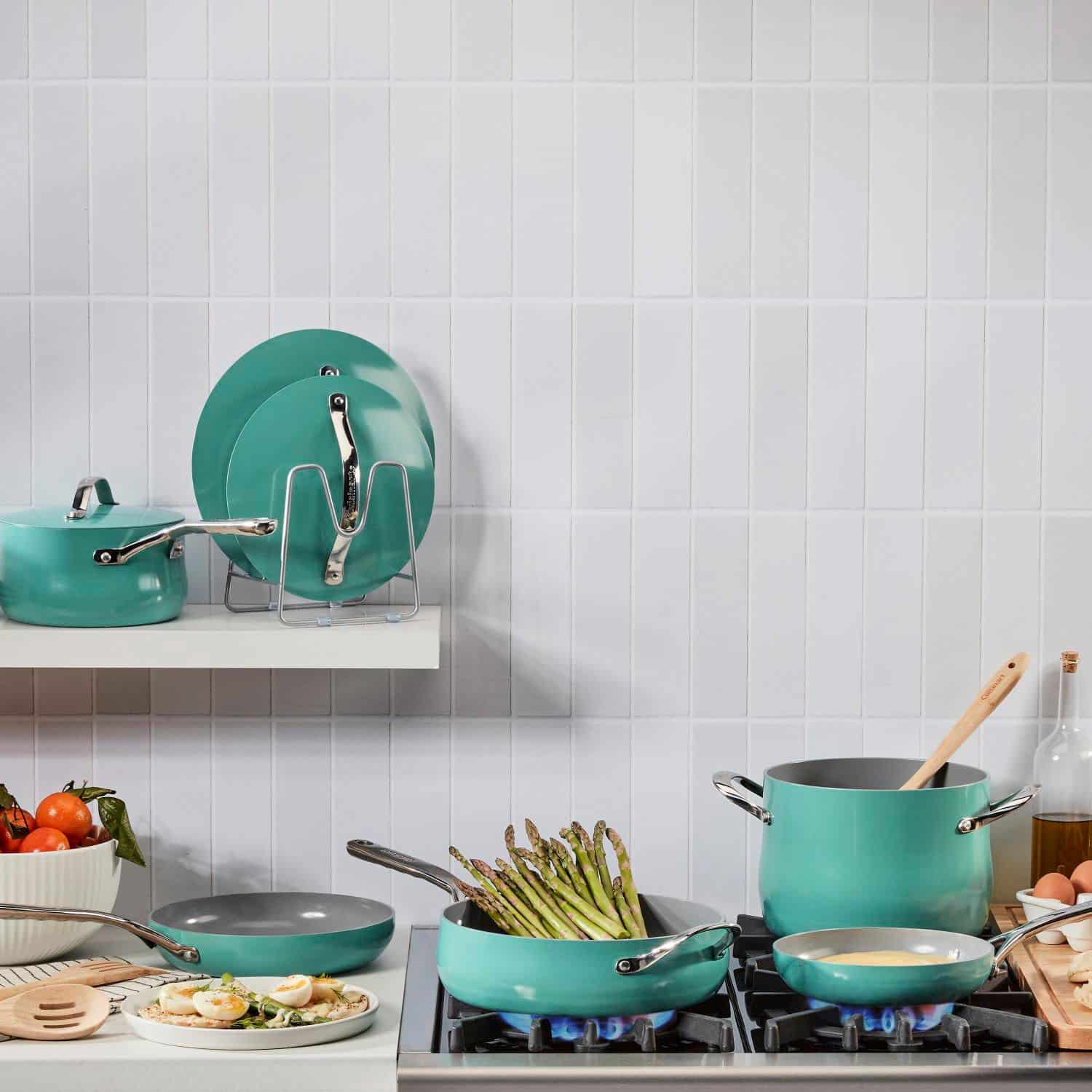 le Creuset, sur la table, staub, staub cookware, emile henry, emile henry cookware, staub cast iron, green pan cookware