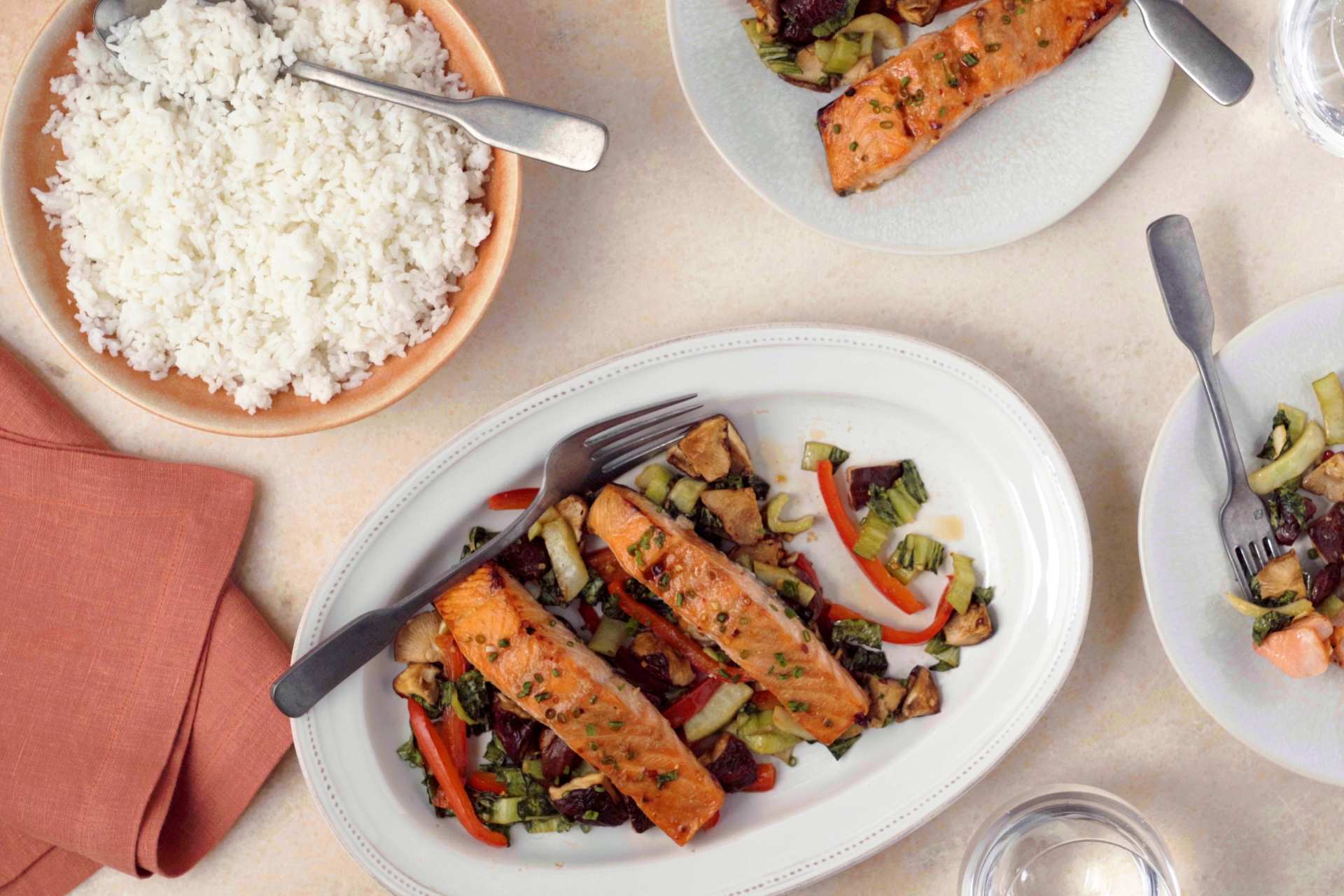 Air Fryer Ginger-Soy Salmon with Vegetables